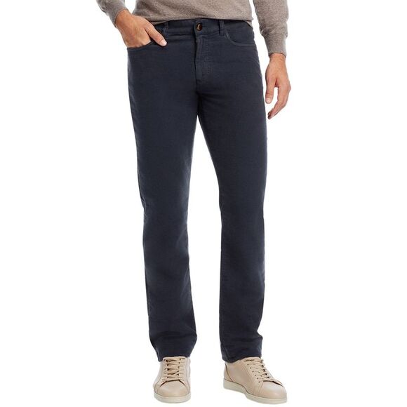 Canali Mens Regular Fit Brushed Moleskin 5-Pocket Pants 37W x 34L Navy -NWT $395